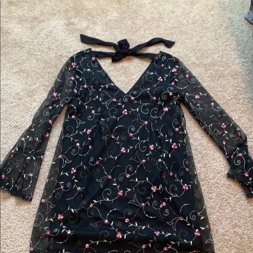 🎉BCBG Generation Black Floral lace evening dress